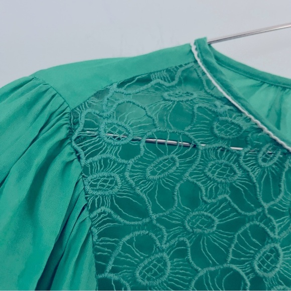 Anthropologie Bl^nk London Sunshine Peasant Lace Embroidery Vibrant Blouse Chic - Picture 5 of 15